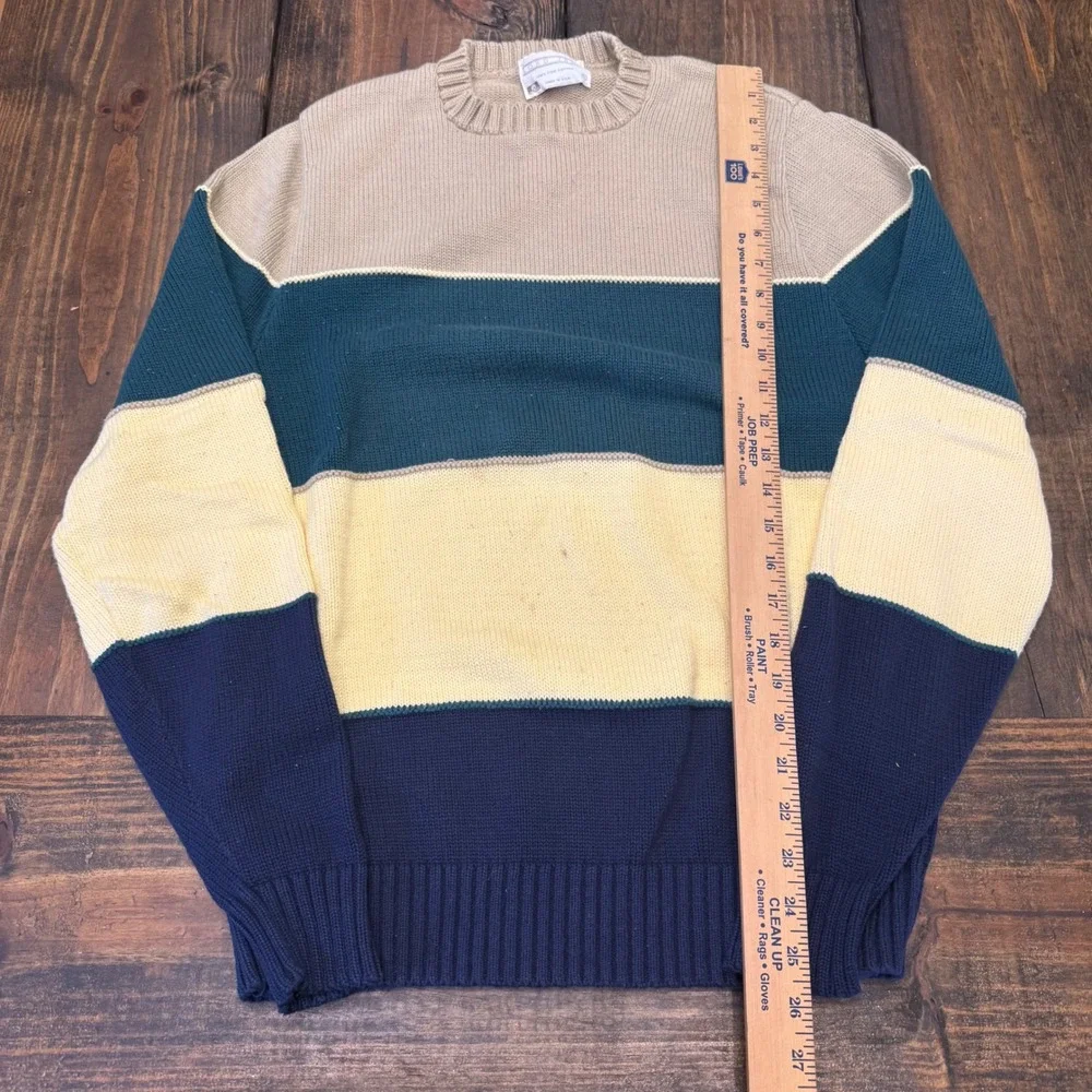 Lord Jeff Vintage Mens Large Colorblock‎ Cotton Crewneck Sweater Made in USA 90s